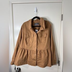 NWT Torrid Women's Brown Peplum Utility Jacket Plus Size 3X